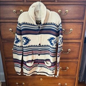 Native Pattern Men's Sweater - Cream and Blue